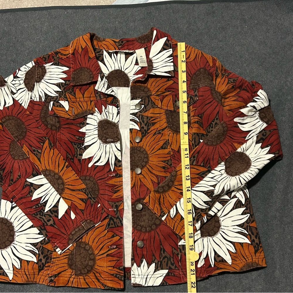 French Laundry Sunflower Autumn Floral Button-Front Jacket - XL - Picture 8 of 9